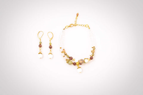 Beaded Bracelet and Earrings